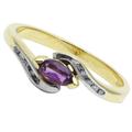 BJC® 9ct Yellow Gold Amethyst & Diamond Marquise Twist Engagement Ring R250 British Made Jewellery