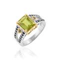 SILCASA Natural Healing Birthstone Peridot Gemstone 925 Silver Gold Plated Ring for Women Wedding Ring 64 (20.4)