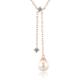 Gualiy Rose Gold Bridal Necklace, Necklace 18K Gold for Women with Pearl and Diamond Necklaces 45CM