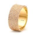 Lieson Men Rings Engagement, 18ct Gold Ring for Men Wide Ring Rows 1.7ct Round Natural Diamond Promise Rings Yellow Gold Ring Size N 1/2
