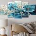 Design Art Teal Gold Abstract Fractal Mystic Mirage II - Modern Metal Wall Decor Set Metal | 32 H x 60 W x 1 D in | Wayfair MT64175-373