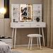 George Oliver Kasai Vanity Wood in Brown/White | 53.1 H x 35.43 W x 15.75 D in | Wayfair 12205DF8B0C3449AB4097811116B90F9