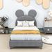 Zoomie Kids Aiva Twin Bear Ear Shaped Headboard Bed Wood & /Upholstered/Velvet in Gray | 47.2 H x 41.3 W x 80.7 D in | Wayfair