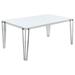 Ivy Bronx Kaylha Rectangular 64.25" L Dining Table Glass/Metal in Gray/White | 29.75 H x 64.25 W x 36.75 D in | Wayfair