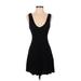 Forever 21 Cocktail Dress - A-Line Plunge Sleeveless: Black Print Dresses - Women's Size Small
