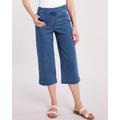 Blair Women's DenimEase™ Flat-Waist Wide Leg Crop Jeans - Denim - 16P - Petite