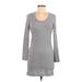 Splendid Casual Dress - Bodycon Scoop Neck Long sleeves: Gray Solid Dresses - Women's Size Medium