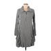 Kensie Casual Dress - Mini Collared 3/4 sleeves: Gray Marled Dresses - Women's Size Medium