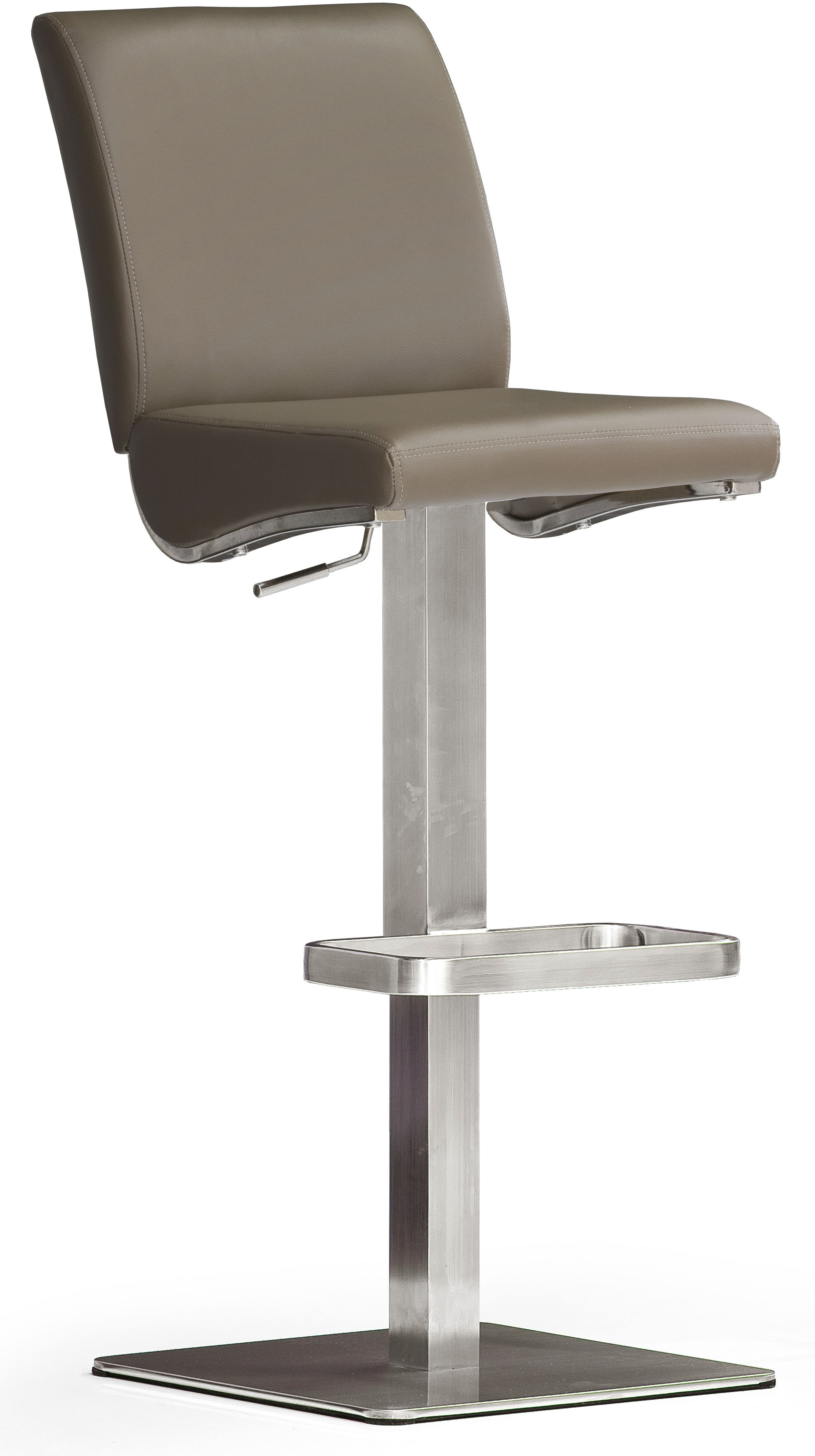 Bistrostuhl MCA FURNITURE "BARBECOOL Barhocker Bistrostuhl Tresenhocker", braun (cappuccino, edelstahl gebürstet), B:40cm H:87cm T:50cm, Kunstleder, Stühle, Bistrostuhl, mit Rückenlehne, Bodenplatte eckig, 180 drehbar, Sitzhöhe von 55-80cm