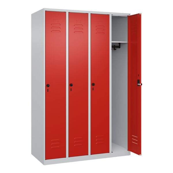 CP Spind »Classic PLUS Korpus lichtgrau« 4x1 Fächer rot, 120x185x50 cm
