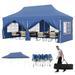 Costway 10 x 20 FT Pop up Canopy with 6 Sidewalls and Windows and Carrying Bag for Party Wedding Picnic-Blue