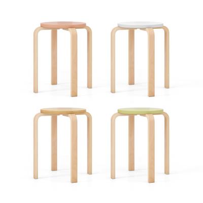 Costway Set of 4 Bentwood Stackable Stools Dining ...