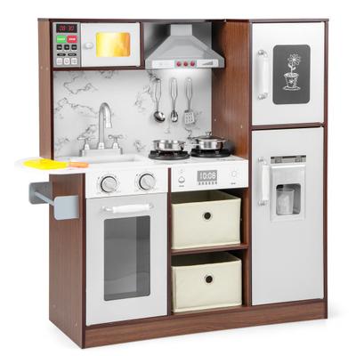 Costway Kids Modern Toy Kitchen Playset with Attractive Lights and Sounds-Coffee