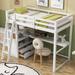 Twin Size All-in-One Loft Bed w/ Desk & Shelves, 2 Built-in Drawers