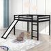 Espresso Elegant Solid Pine Wood Full Size Loft Bed with Slide, Sturdy Frame, Guard Rails, No Box Spring Needed