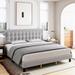 Linen Upholstered Platform Bed Frame with Adjustable Headboard