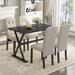 Mid-Century 5-Piece Wood Dining Table Set with Marble Tabletop and Ergonomic Upholstered Dining Chairs, for Dining Room