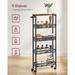 Slim Rolling Cart, 5-Tier Storage Cart, Narrow Cart with Handle, 5.1 Inches Deep, Metal Frame - 5.1"D x 17.9"W x 39.2"H