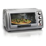 6 Slice Countertop Toaster Oven With Easy Reach Roll-Top Door, Bake, Broil & Toast Functions, Auto Shutoff, Silver