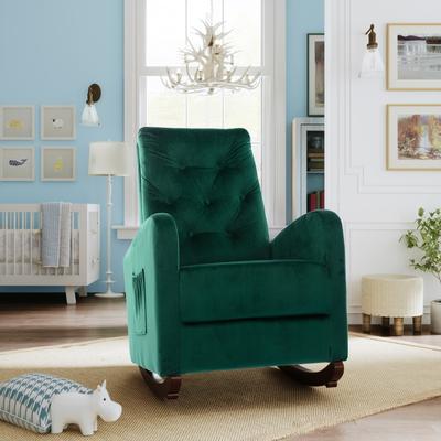 Rocking Chair Sofa Nursery Single Sofa Nap Chair Slipper Chair, Green