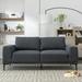 74.8" Large Sofa, Mid-Century Modern Dark Grey Linen Fabric Upholstered Accent Couch w/ Square Arm & Metal Legs for Living Room