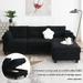 Black Teddy Velvet L-shaped Sectional Sofa w/ USB Ports & Flower Pillow, 4 Seater Modular Sectional Couch w/ Storage Ottoman