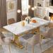 63'' Modern Dining Table with Faux Marble Tabletop Golden Frame for Kitchen Dining Room