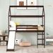 Espresso Nordic Simple Twin Size Loft Bed w/ Slide Wood House Bed w/ Roof Design for Your Children Space-Saving, Easy Assembly