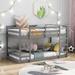 Gray Solid Pine Twin over Twin Bunk Bed with Ladder and Full-length Guardrail, Space-Saving, Safe, Stylish