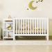 White 3-in-1 Convertible Crib and Changer Changing Table with Adjustble Height Full Size Toddler Bed and Converts Daybed