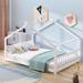 Full Size House Bed with Playhouse Design, Semi-Enclosed Sleeping Space - Sturdy Pinewood Frame