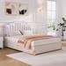 Beige Queen Size Velvet Upholstered Platform Bed with 4 Drawers and 16 Colors and 4 Patterns RGB Lights
