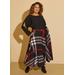 Plus Size Split Sleeved Plaid Maxi Dress