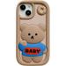 Kawaii Phone Cases Apply to iPhone 12/12 Pro Cute 3D Cartoon Bear Phone Cover Soft Silicone Funny Donut Baby Bear Case for Women Girls Shockproof Protective Cover for iPhone 12/12 Pro