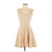 Easel Casual Dress - A-Line Scoop Neck Sleeveless: Tan Dresses - Women's Size Small