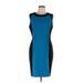 Calvin Klein Casual Dress - Sheath: Blue Color Block Dresses - Women's Size 12