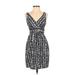 Ann Taylor Casual Dress - Sheath V Neck Sleeveless: Gray Dresses - Women's Size 2 Petite