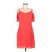 Express Casual Dress - Mini V Neck Short sleeves: Red Print Dresses - Women's Size 10