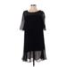 Maeve Casual Dress - Shift Crew Neck Short sleeves: Black Print Dresses - Women's Size 0