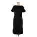 H&M Casual Dress - Sheath High Neck Short sleeves: Black Solid Dresses - Women's Size 8