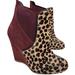 Anthropologie Shoes | Anthropologie Candela Leigh Booties Calf Hair Leoprad Burgundy Suede Ankle Boot | Color: Brown/Red | Size: 8