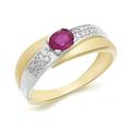 F.Hinds 9ct Gold Two Colour Ruby And Diamond Crossover Band Ring Jewelry Women - M