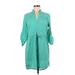 Cotton Express Casual Dress - Shift: Teal Solid Dresses - Women's Size Medium