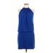 Jessica Simpson Casual Dress - DropWaist Halter Sleeveless: Blue Print Dresses - Women's Size 10