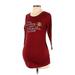 Motherhood Long Sleeve T-Shirt: Burgundy Solid Tops - Women's Size X-Small Maternity