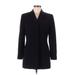 Kasper A.S.L. Blazer Jacket: Mid-Length Black Print Jackets & Outerwear - Women's Size 8 Petite