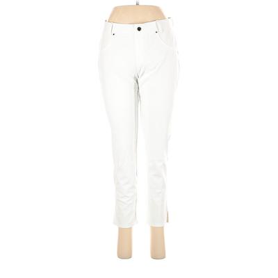 Nordstrom Jeans - Mid/Reg Rise Skinny Leg Cropped: White Bottoms - Women's Size Medium - Light Wash