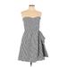 Judith March Casual Dress - A-Line Sweetheart Sleeveless: Gray Print Dresses - Women's Size Large