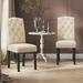 Lark Manor™ Arjo Fabric Parsons Chairs w/ Tufted Back, Decorative Nails, & Solid Wood Legs Wood/Upholstered/Fabric in Brown | Wayfair