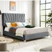 Mercer41 Tilleigh Platform Bed Upholstered/Velvet, Wood in Gray | 55.12 H x 66.93 W x 87.4 D in | Wayfair E4FC3692E88F4034A0FE166DD5647684